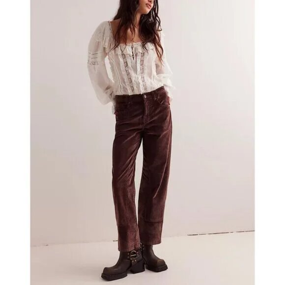 We The Free Risk Taker Corduroy Pants Brown  Straight Leg Women’s Size 27 - Picture 6 of 16